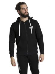 Bluza z nylon z kaptur na co dzień na siłownię. Czarne bluzy sportowe męskie LEONE 1947 APPAREL, bez wzorów, z dresówki, bez kołnierzyka, bez ramiączek. Za 210.46 zł.