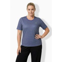 Damskie Bluzka funkcyjna paski wycięcie okrągły dekolt rękaw 1/2. Niebieskie bluzki sportowe damskie Ulla Popken, plus size, bez wzorów, z elastanu, bez ramiączek. Za 199.99 zł.