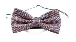 Mucha Pomarańczowo-Granatowa z Białą Poszetką, w Kratkę, Elegancka, Męska -CHATTIER. Niebieskie krawaty i muchy męskie Chattier, bez wzorów, z poliesteru, eleganckie. Za 59.00 zł.