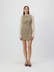 Sukienka mini z domieszką wełny - wielobarwny. Sukienki damskie Reserved, l, bez wzorów, z tkaniny, bez kołnierzyka, bez ramiączek, mini, rozkloszowane. W wyprzedaży za 99.99 zł.