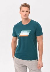 T-shirt z printem T-NAVI. Niebieskie t-shirty męskie Volcano, na lato, l, bez wzorów, z bawełny, bez kołnierzyka. Za 59.99 zł.