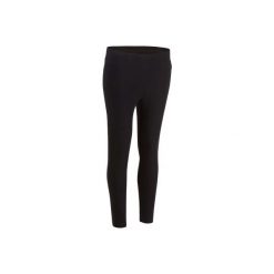 Legginsy slim Gym & Pilates 7/8 FIT+ 500 damskie. Czarne legginsy damskie DOMYOS, l, bez wzorów, z bawełny, na fitness i siłownię. Za 34.99 zł.
