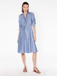 Tommy Hilfiger Sukienka koszulowa WW0WW37955 Błękitny Regular Fit. Niebieskie sukienki damskie Tommy Hilfiger, bez wzorów, z bawełny, bez kołnierzyka, bez ramiączek, koszulowe. Za 869.99 zł.