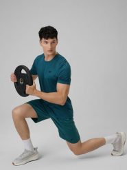 4F Koszulka treningowa regular szybkoschnąca męska - zielona 3XL. Zielone t-shirty sportowe męskie 4f, m, ze skóry, bez ramiączek, na fitness i siłownię. Za 79.99 zł.