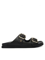 BOSS Klapki Freyah 50563376 Czarny. Czarne klapki damskie Boss, bez wzorów, ze skóry, bez obcasa. Za 869.99 zł.