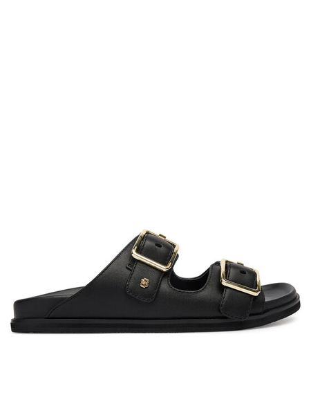 BOSS Klapki Freyah 50563376 Czarny. Czarne klapki damskie Boss, bez wzorów, ze skóry, bez obcasa. Za 869.99 zł.