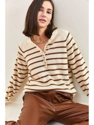 Happiness Istanbul Sweter w kolorze beżowym rozmiar: onesize. Brązowe swetry klasyczne damskie Happiness Istanbul, bez kołnierzyka. Za 87.61 zł.