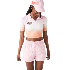 Koszulka damska Lacoste Summer. Brązowe bluzki sportowe damskie Lacoste, l, z dzianiny, bez kołnierzyka, bez ramiączek. Za 287.00 zł.