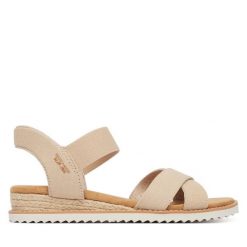 Sandały Skechers. Brązowe sandały damskie Skechers, bez wzorów, bez obcasa, na płaskiej podeszwie. Za 289.99 zł.