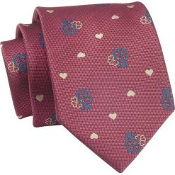 Krawat Czerwony w Serduszka, Koniczynkę, 7 cm, Elegancki, Klasyczny, Męski -ALTIES. Czerwone krawaty i muchy męskie Alties, bez wzorów, z tkaniny, eleganckie. Za 49.00 zł.