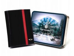 Portfel skórzany Peterson [DH] Portfel męski skórzany PTN N4-VTP BL-RED czarny. Czarne portfele męskie Peterson, bez wzorów, ze skóry. Za 94.99 zł.