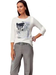 Heine Koszulka w kolorze białym rozmiar: 36. Białe bluzki damskie Heine, bez wzorów, bez kołnierzyka, bez ramiączek. Za 34.99 zł.