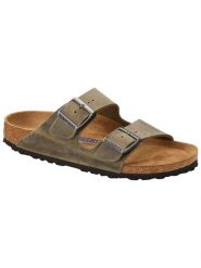 Birkenstock Skórzane klapki "Arizona" w kolorze khaki rozmiar: 37. Brązowe klapki damskie Birkenstock, bez wzorów, bez obcasa. Za 407.53 zł.