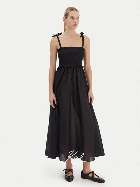KARL LAGERFELD Sukienka letnia A2W46009 Czarny Regular Fit. Czarne sukienki damskie Karl Lagerfeld, na lato, m, bez wzorów, z bawełny, bez kołnierzyka, bez ramiączek. Za 829.99 zł.