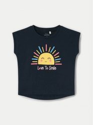 NAME IT T-Shirt Vigea 13228175 Granatowy Regular Fit. Niebieskie koszulki dziewczęce Name it, bez wzorów, z bawełny, bez ramiączek. Za 29.99 zł.