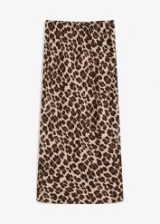 Spódnica midi z lejącej satyny. Brązowe spódniczki damskie bonprix, bez wzorów, z satyny, midi. Za 129.99 zł.