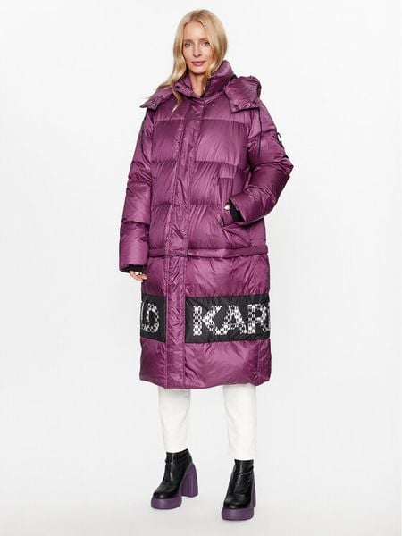 KARL LAGERFELD Płaszcz zimowy Check 236W1506 Różowy Regular Fit. Czerwone płaszcze damskie Karl Lagerfeld, na zimę, xl, bez wzorów, z syntetyku. Za 1,749.00 zł.