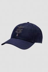 AERONAUTICA MILITARE Granatowa czapka męska Embroidered Frecce Tricolori. Niebieskie czapki męskie AERONAUTICA MILITARE, bez wzorów. W wyprzedaży za 149.99 zł.