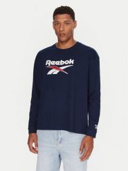 Reebok T-Shirt RK25155CCM Granatowy Regular Fit. Niebieskie koszulki męskie z długim rękawem Reebok, m, bez wzorów, z bawełny, bez kołnierzyka. Za 89.99 zł.