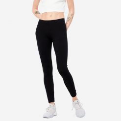 Legginsy fitness damskie Nyamba 100 Salto. Czarne legginsy damskie DOMYOS, l, bez wzorów, z bawełny. Za 29.99 zł.