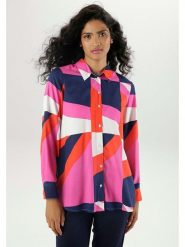 Aniston Bluzka w kolorze różowo-czerwono-granatowym rozmiar: 42. Czerwone bluzki damskie Aniston, bez wzorów, z wiskozy, bez kołnierzyka, bez ramiączek. Za 74.95 zł.