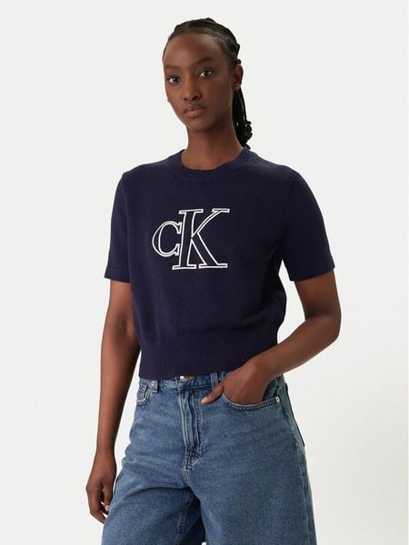 Calvin Klein Jeans Sweter LV047F356G Fioletowy Regular Fit. Fioletowe swetry klasyczne damskie Calvin Klein Jeans, xl, z bawełny, bez kołnierzyka. Za 265.99 zł.