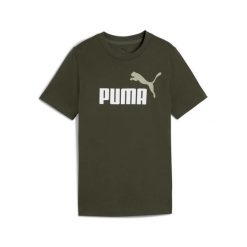 PUMA Essentials 2 Graphics zielony t-shirt junior. Zielone t-shirty męskie Puma, m, bez wzorów, z bawełny, bez kołnierzyka. Za 90.35 zł.