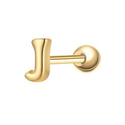 Glanzstücke München Piercing Litera J ze srebra próby 925 w kolorze zlotym Kolczyki 1 ct Damski. Żółte kolczyki damskie Glanzstücke München, pozłacane. Za 110.49 zł.