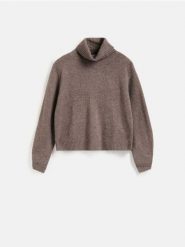 Wełniany sweter - brązowy. Brązowe swetry klasyczne damskie Reserved, l, z wełny, bez kołnierzyka. Za 199.99 zł.