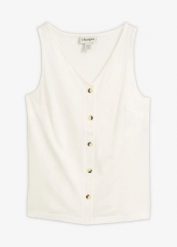 Top z przędzy mieszankowej z bawełny organicznej. Zielone topy damskie bonprix, bez wzorów, z bawełny, bez kołnierzyka. Za 59.99 zł.