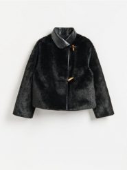 Dwustronna kurtka - czarny. Czarne kurtki damskie Reserved, l, bez wzorów, bez kaptura. Za 359.99 zł.