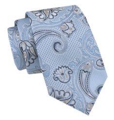 Modny Krawat Męski - Alties - Jasnoniebieski, Wzór Orientalny. Niebieskie krawaty i muchy męskie Alties, bez wzorów, z tkaniny, eleganckie. Za 49.00 zł.