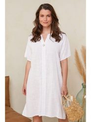 Curvy Lady Sukienka w kolorze białym rozmiar: 40/42. Białe sukienki damskie Curvy Lady, bez wzorów, klasyczne, bez kołnierzyka, bez ramiączek, midi. Za 78.84 zł.