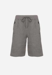 Ciemnoszare Klasyczne Dresowe Szorty z Bawełną Liraneve. Szare szorty męskie Born2be, z bawełny, bez kołnierzyka. Za 44.99 zł.