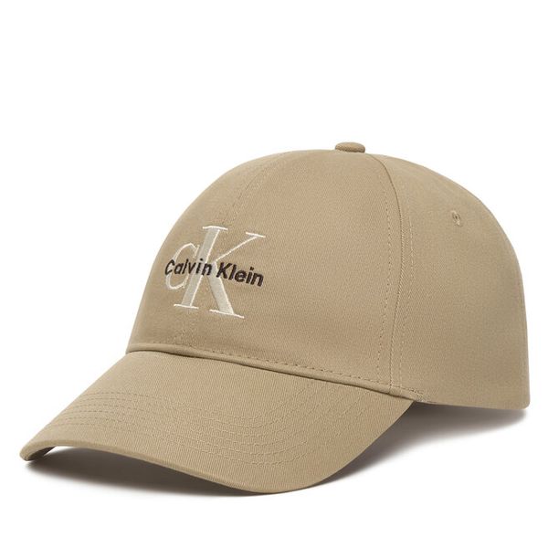 Czapka z daszkiem Calvin Klein. Brązowe czapki męskie CALVIN KLEIN, bez wzorów. Za 169.99 zł.