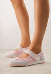 Różowe Tenisówki w Stylu Balerinek z Napisem Emitanela. Czerwone trampki i tenisówki damskie Born2be, bez wzorów, z jeansu. Za 89.99 zł.