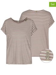 Sublevel Koszulki (2 szt.) w kolorze biało-szarobrązowym rozmiar: M. Brązowe t-shirty damskie Sublevel, m, bez wzorów, bez kołnierzyka. Za 43.99 zł.