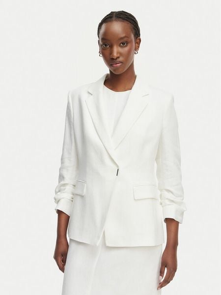BOSS Marynarka Jia8 50557249 Biały Slim Fit. Białe marynarki i żakiety damskie Boss, bez wzorów, ze lnu. Za 1,581.99 zł.