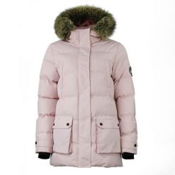 Parka dla kobiet Peak Mountain. Czerwone parki damskie Peak Mountain, na zimę, bez wzorów, z futra. W wyprzedaży za 331.00 zł.