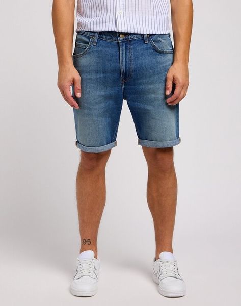LEE RIDER SHORT MĘSKIE KRÓTKIE SPODENKI JEANSOWE JEANS WARM BREEZE 112349232 L73F016080. Szorty męskie Lee, z jeansu, bez kołnierzyka. Za 149.99 zł.
