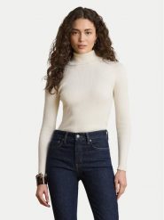 LAUREN RALPH LAUREN Golf 200B22258001 Kremowy Slim Fit. Białe golfy damskie Lauren Ralph Lauren, xs, bez wzorów, z bawełny, bez ramiączek. Za 639.99 zł.