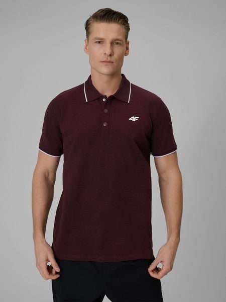 4F Koszulka polo regular męska - czerwona XL. Czerwone koszulki polo męskie 4f, m, bez wzorów, z dzianiny, bez ramiączek. Za 119.99 zł.