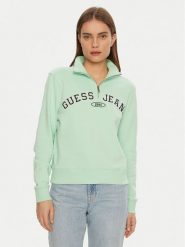 Guess Jeans Bluza W5RQ25 K68I4 Zielony Regular Fit. Zielone bluzy bez kaptura damskie Guess Jeans, xl, z bawełny. Za 219.99 zł.
