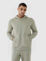 4F Bluza dresowa rozpinana z kapturem męska - khaki 3XL. Brązowe bluzy sportowe męskie 4f, bez wzorów, z bawełny, sportowe, bez kołnierzyka, bez ramiączek. W wyprzedaży za 89.99 zł.