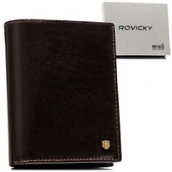 Portfel męski Rovicky N104-RVT c. brązowy. Brązowe portfele męskie ROVICKY, bez wzorów, ze skóry. Za 74.00 zł.