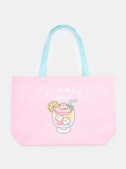 Materiałowa torba tote z nadrukiem Pusheen The Cat - różowy. Czerwone torebki klasyczne damskie Sinsay, bez wzorów, z materiału, z nadrukiem, bez dodatków. Za 29.99 zł.