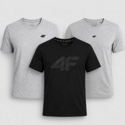 KOMPLET KOSZULEK MĘSKICH 4F T-SHIRT ZESTAW 3PAK. T-shirty męskie 4f, m, bez wzorów, z bawełny, bez kołnierzyka. Za 181.98 zł.