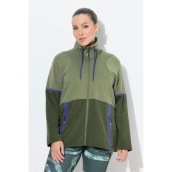 Damskie Bluza dresowa dwukolorowa stójka kieszenie z zamkiem błyskawicznym. Zielone bluzy bez kaptura damskie Ulla Popken, plus size, z bawełny. Za 279.99 zł.