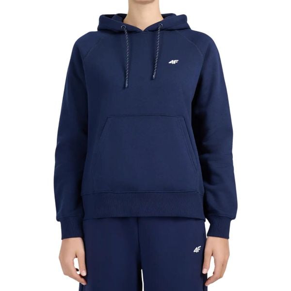 Bluza damska 4F z kapturem, regular fit. Niebieskie bluzy z kapturem damskie 4f, m, z bawełny. Za 113.99 zł.