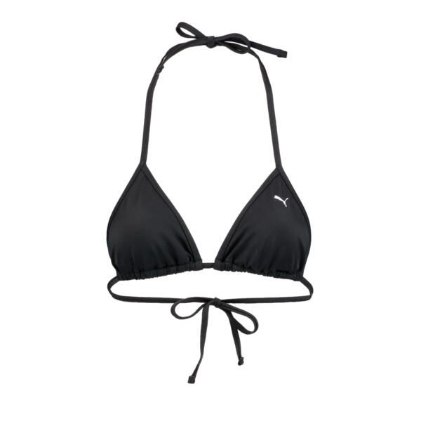 Damska góra od bikini Puma w kształcie trójkąta w kolorze czarnym. Czarne bikini damskie Puma, bez wzorów. Za 75.99 zł.